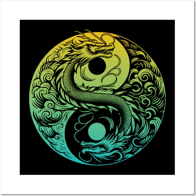 Yin yang dragon Wall Art by Mechanime World